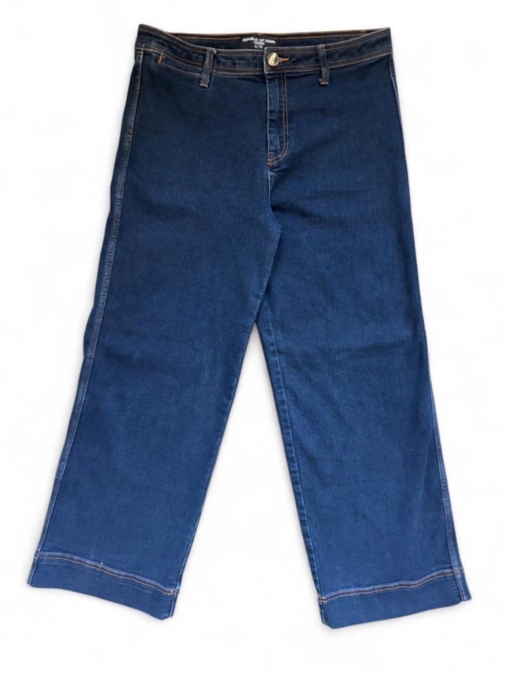 Republic of Denim Cropped Wide Leg Jeans Dark Wash IT 48 EUR 44 US 14